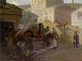 Harold Harvey Canvas Paintings - The Blacksmiths Forge Newlyn